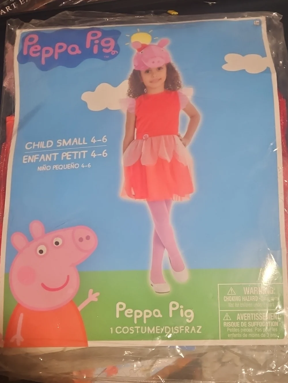 Peppa Pig Girls Pink Red Dress Costume with Pink Headpiece